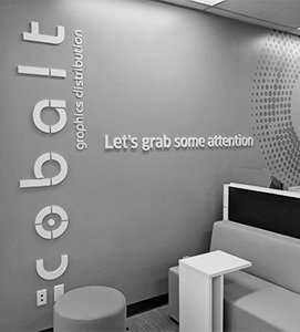 Reception wall in greyscale